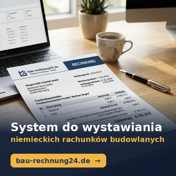 System do wystawiania niemieckich rachunków budowlanych – wypełniasz po polsku, klient dostaje rachunek po niemiecku – bau-rechnung24.de